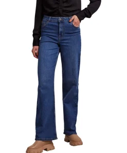 Pieces Peggy Jeans mit weitem Bein in Indigo Waschung
