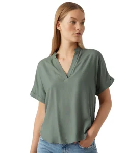 Vero Moda Blusenshirt Beauty mit Splitneck in Grün