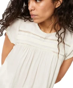 Vero Moda Blusenshirt Debbie mit kurzen Ärmeln in weiß