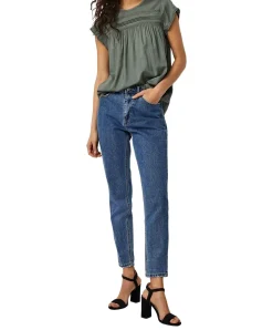 Vero Moda Blusenshirt Debbie in Grün mit kurzen Ärmeln