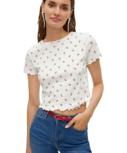 Vero Moda Blusenshirt Harry in Weiß mit Kirschprint