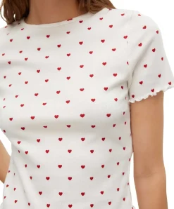Vero Moda Blusenshirt Harry in Weiß mit Herzprint