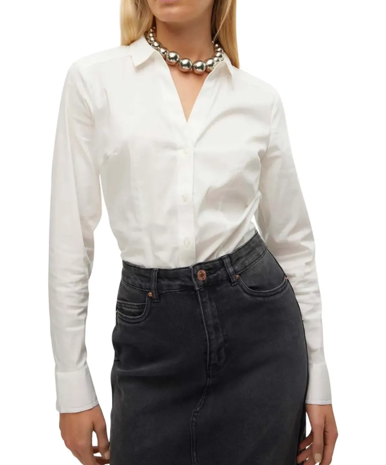 Vero Moda Bodybluse Lady in weiß mit Kentkragen