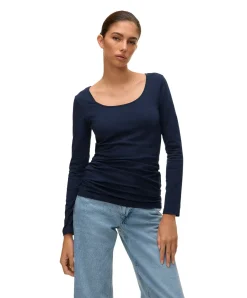 Vero Moda Damen Longshirt Maxi aus blauer Bio-Baumwolle