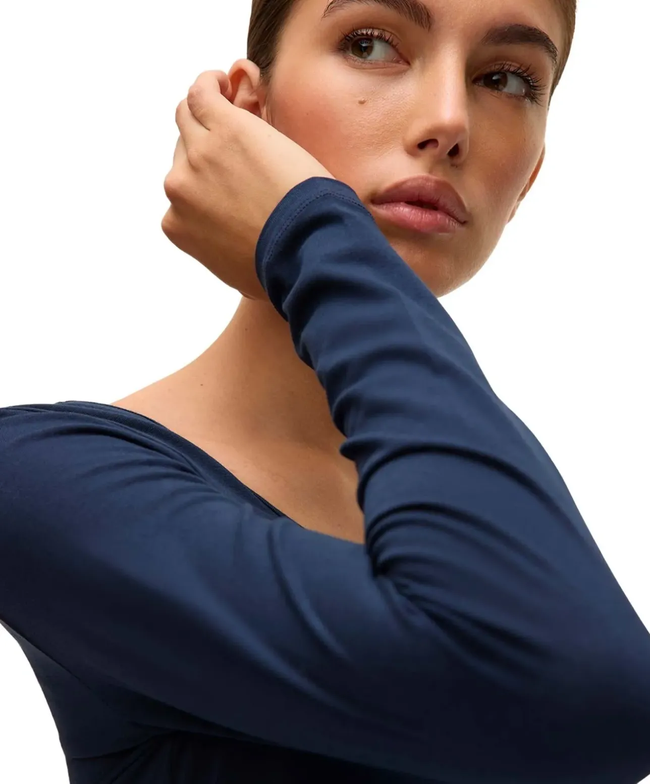 Vero Moda Damen Longshirt Maxi aus blauer Bio-Baumwolle