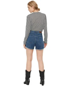 Vero Moda Damen Shorts High Waisted Ninetten in Mittelblau