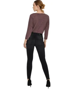 Vero Moda Damen-Jeans Skinny Fit Peach in Black Denim