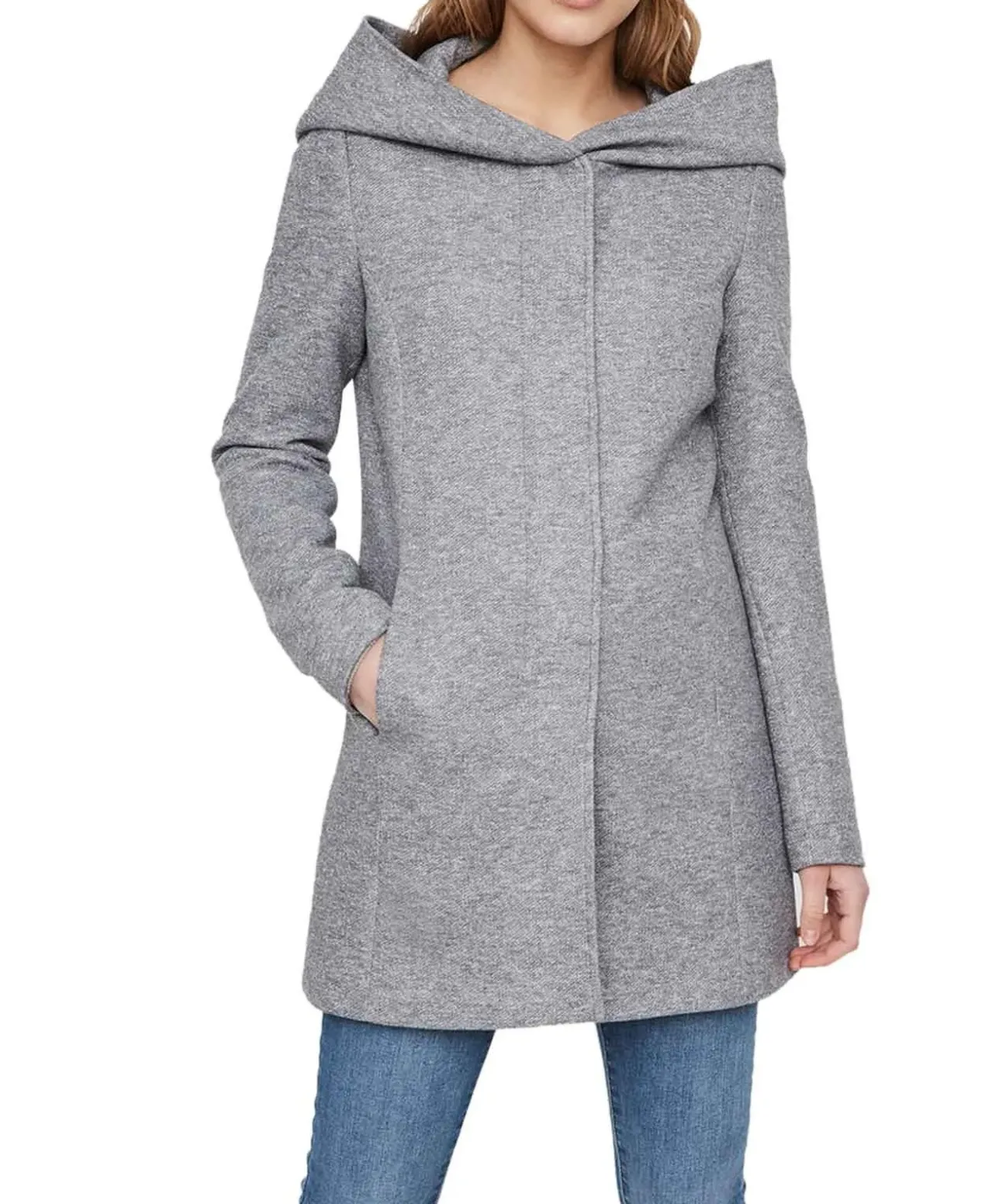 Vero Moda Dona - Kurzmantel in grau melierter Optik
