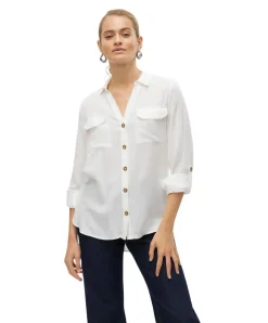 Vero Moda Hemdbluse Bumby mit Knopfverschluss in Weiß