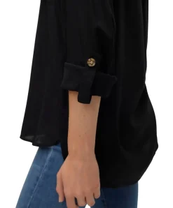 Vero Moda Hemdbluse Bumpy in Schwarz mit V-Ausschnitt