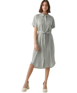 Vero Moda Hemdkleid Bumby mit Gürtel in Streifenoptik