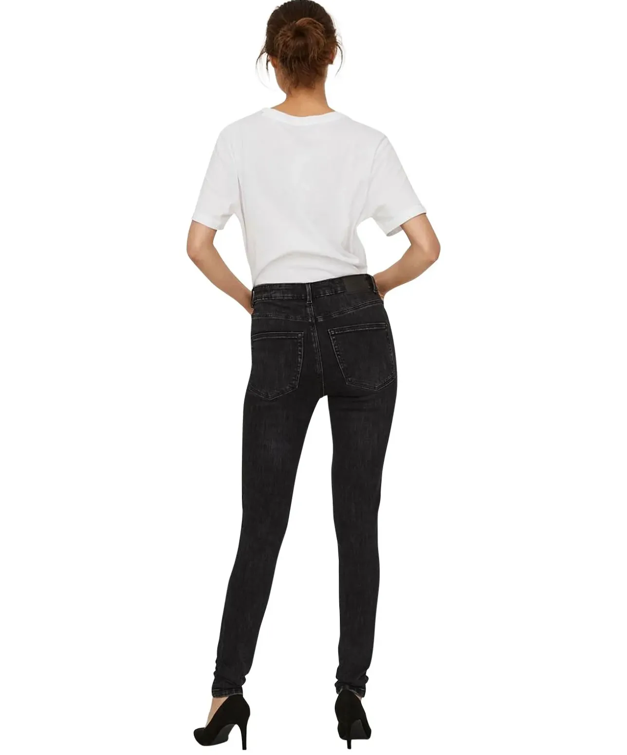 Vero Moda High Waist Skinny Jeans Loa in Black Used