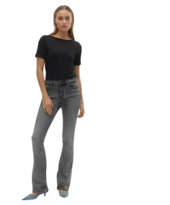 Vero Moda Jeans Flash in Grau mit ausgestelltem Bein