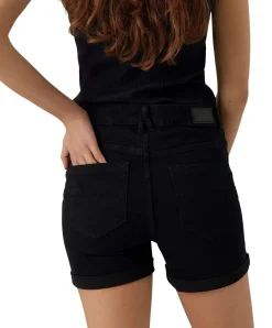 Vero Moda Jeans Shorts Luna mit Umschlagsaum in Schwarz