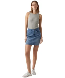 Vero Moda Jeansrock Rosie mit hoher Taille in Used Look
