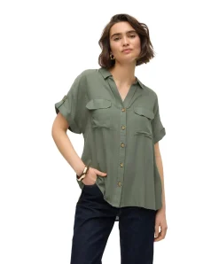 Vero Moda Kurzarmbluse Bumby in Grün