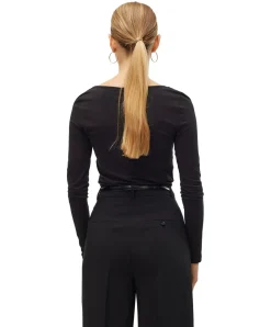 Vero Moda Langarmshirt in Schwarz mit U-Ausschnitt