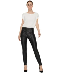 Vero Moda Lederimitathose Gana in Schwarz