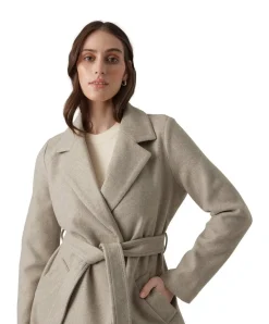 Vero Moda Mantel Fortuneaya in Hellbraun mit Reverskragen