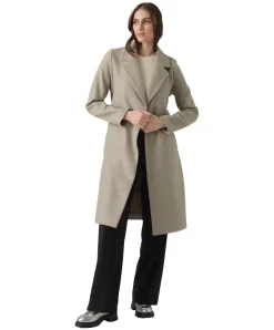 Vero Moda Mantel Fortuneaya in Hellbraun mit Reverskragen