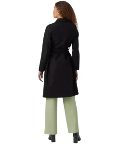 Vero Moda Mantel in Schwarz mit Gürtelverschluss