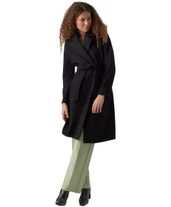 Vero Moda Mantel in Schwarz mit Gürtelverschluss