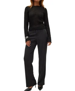 Vero Moda Maya Hose in Schwarz mit Nadelstreifen
