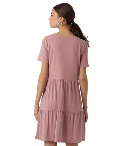 Vero Moda Minikleid Filli mit gestuftem Rockteil in Rosa