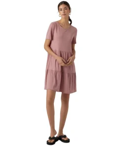 Vero Moda Minikleid Filli mit gestuftem Rockteil in Rosa