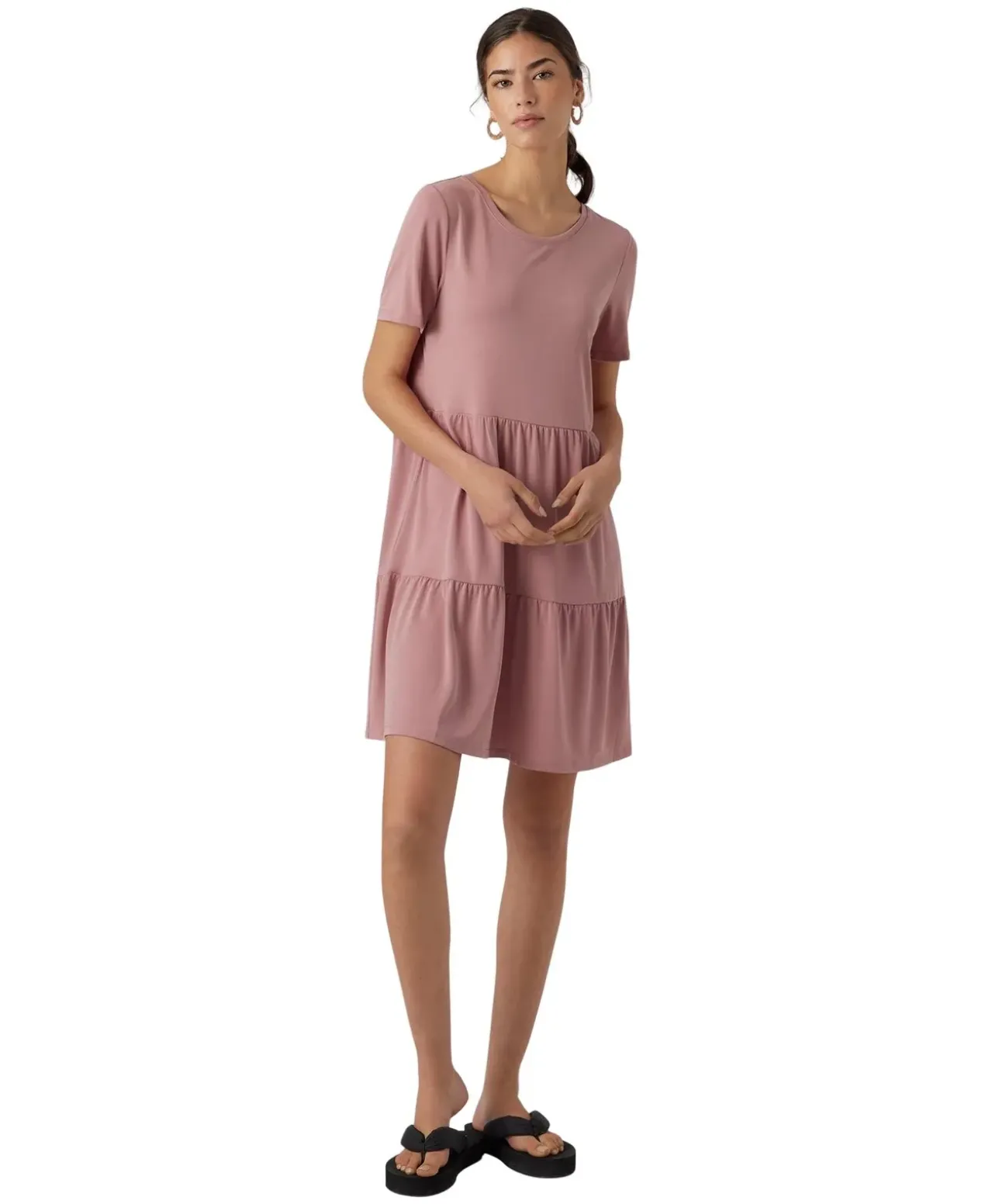 Vero Moda Minikleid Filli mit gestuftem Rockteil in Rosa