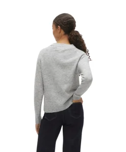 Vero Moda Pullover Filuca in meliertem Grau mit Rundhals
