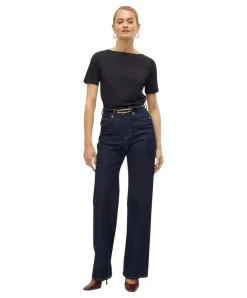 Vero Moda Shirt Panda mit U-Boot-Ausschnitt in Schwarz