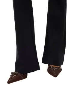 Vero Moda Slim Fit Hose Kamma in Schwarz mit ausgestelltem Bein