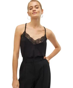 Vero Moda Spitzentop Ana mit V-Ausschnitt in Schwarz