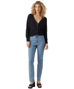 Vero Moda Strickjacke New Lexsun mit V-Ausschnitt in Schwarz