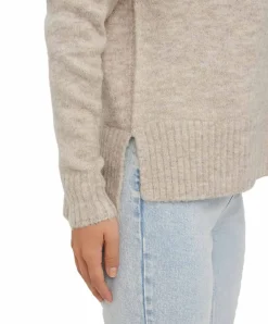 Vero Moda Strickpullover Lefile in Beige mit Stehkragen