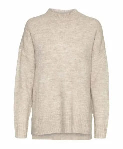 Vero Moda Strickpullover Lefile in Beige mit Stehkragen
