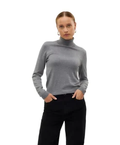Vero Moda Strickpullover Iris in Grau mit Rollkragen