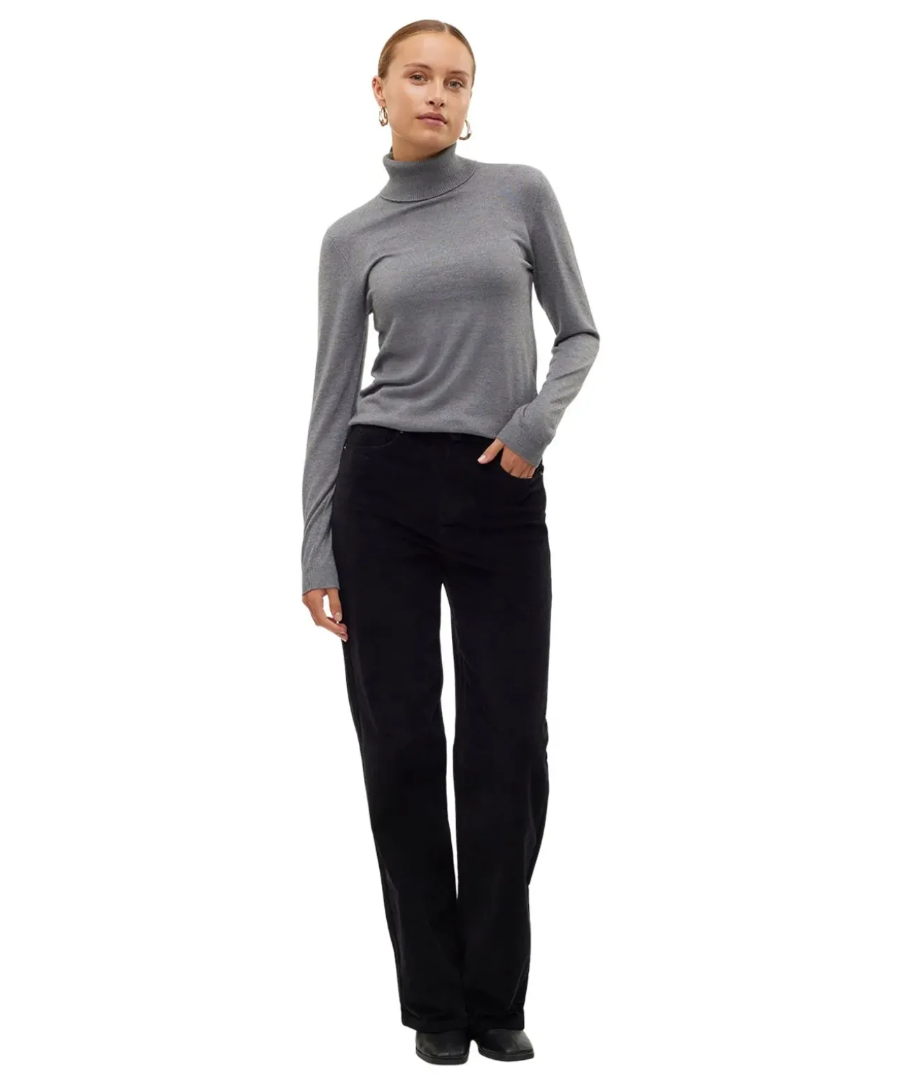 Vero Moda Strickpullover Iris in Grau mit Rollkragen