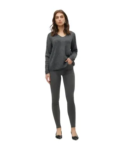 Vero Moda Strickpullover Crewlefile mit V-Ausschnitt in Grau