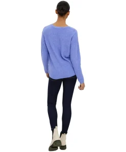Vero Moda Strickpullover Crewlefile mit V-Neck in Blauviolett