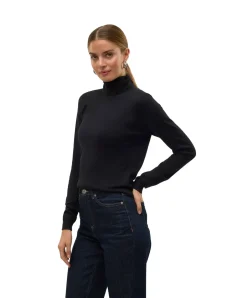 Vero Moda Strickpullover Iris in Schwarz mit Rollkragen