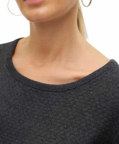 Vero Moda Strukturpullover aus grauer Bio-Baumwolle