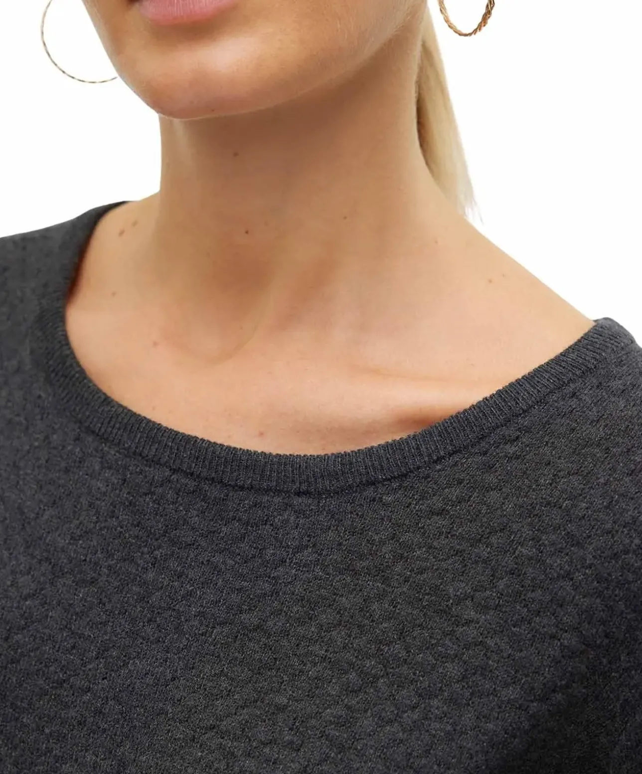 Vero Moda Strukturpullover aus grauer Bio-Baumwolle