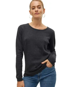 Vero Moda Strukturpullover aus grauer Bio-Baumwolle