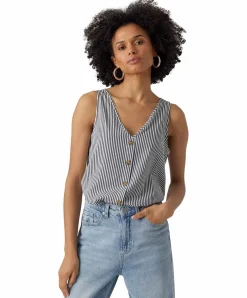 Vero Moda Top Bumby mit Knopf Details in Streifenoptik