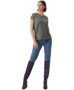 Vero Moda T-Shirt AVA mit Rundhals in grünem Laurel Wreath