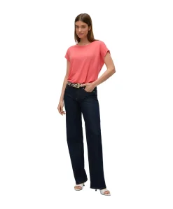 Vero Moda T-Shirt AVA mit Rundhals in Vintage Rot