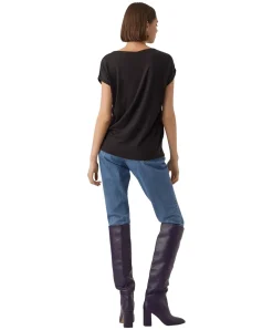 Vero Moda T-Shirt AVA mit Rundhals in Schwarz