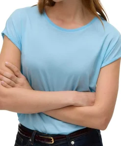 Vero Moda T-Shirt AVA mit Rundhals in Himmelblau